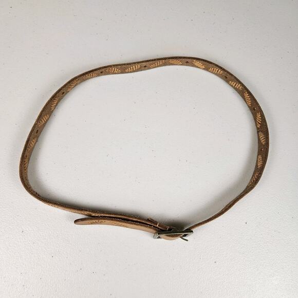 J.Crew Womens Tooled Leather Belt Stitched Accent Western Casual Boho Cowgirl M - Picture 5 of 15